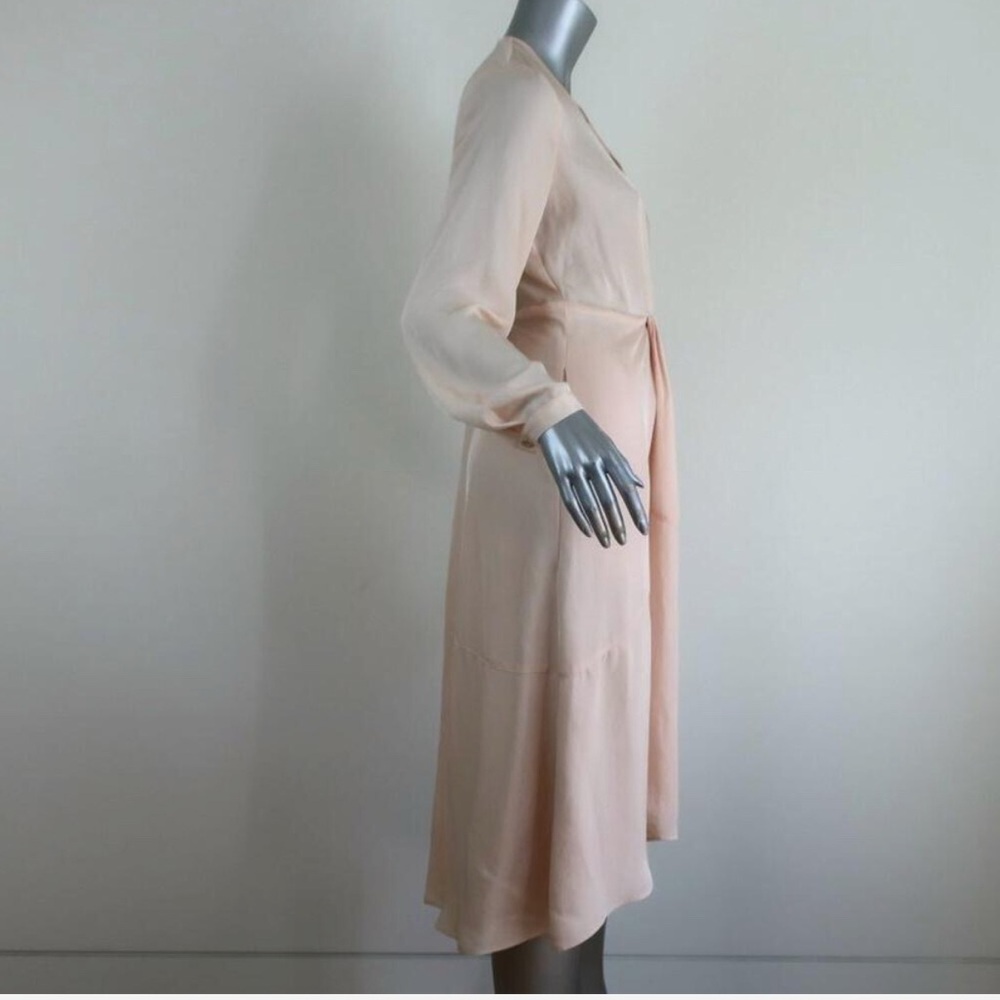 VINCE Light Pink Silk Midi Dress in Neutral Cream Small Size 4 - Picture 5 of 12
